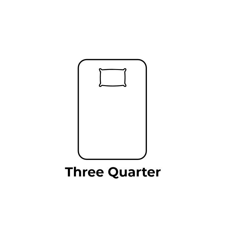Three Quarter: 107cm X 188cm